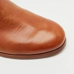 Pre Owned Ralph Lauren Collection Tan/White Canvas and Leather Riding Knee Length Boots Size 38