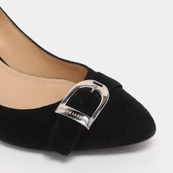 Pre Owned Ralph Lauren Collection Black Suede Buckle Pumps Size 38