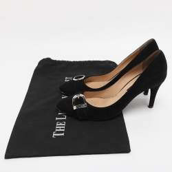 Pre Owned Ralph Lauren Collection Black Suede Buckle Pumps Size 38