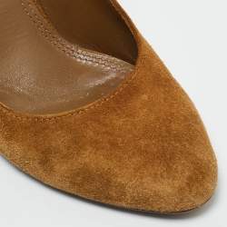Pre Owned Ralph Lauren Brown Suede SIde Buckle Round Toe Pumps Size 39