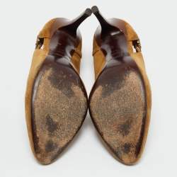 Pre Owned Ralph Lauren Brown Suede SIde Buckle Round Toe Pumps Size 39