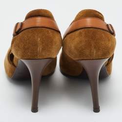 Pre Owned Ralph Lauren Brown Suede SIde Buckle Round Toe Pumps Size 39