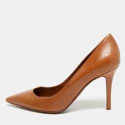 Pre Owned Ralph Lauren Collection Size 39 Brown Leather Pointed Toe  Pumps