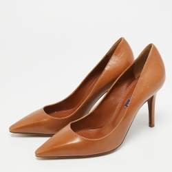 Pre Owned Ralph Lauren Collection Size 39 Brown Leather Pointed Toe  Pumps