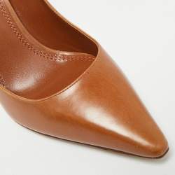 Pre Owned Ralph Lauren Collection Size 39 Brown Leather Pointed Toe  Pumps