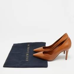 Pre Owned Ralph Lauren Collection Size 39 Brown Leather Pointed Toe  Pumps