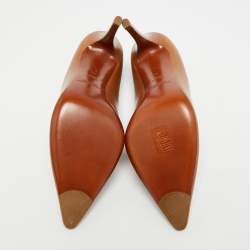 Pre Owned Ralph Lauren Collection Size 39 Brown Leather Pointed Toe  Pumps