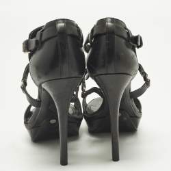 Pre Owned Ralph Lauren Collection Size 39 Black Leather Ankle Strap Sandals