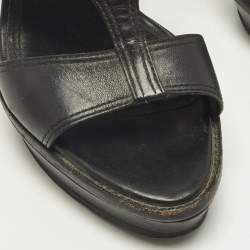 Pre Owned Ralph Lauren Collection Size 39 Black Leather Ankle Strap Sandals