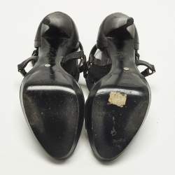 Pre Owned Ralph Lauren Collection Size 39 Black Leather Ankle Strap Sandals