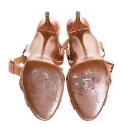 Pre Owned Ralph Lauren Collection Brown Leather Strappy Platform Sandals Size 40.5