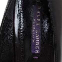 Pre Owned Ralph Lauren Black Leather Platform Pumps Size 39.5