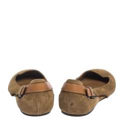 Pre Owned Ralph Lauren Collection Brown Suede and Leather Ballet Flats Size 41