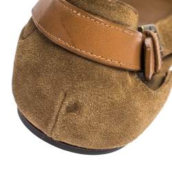 Pre Owned Ralph Lauren Collection Brown Suede and Leather Ballet Flats Size 41