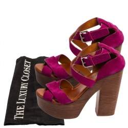 Pre Owned Ralph Lauren Collection Pink Suede Alannah Sandals Size 38