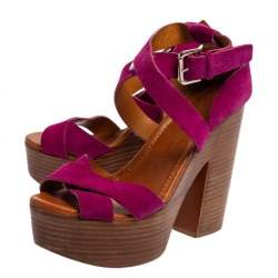 Pre Owned Ralph Lauren Collection Pink Suede Alannah Sandals Size 38