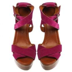 Pre Owned Ralph Lauren Collection Pink Suede Alannah Sandals Size 38