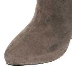 Pre Owned Ralph Lauren Grey Suede Heel High Boots Size 38.5