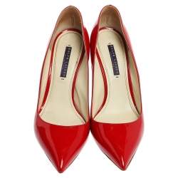 Pre Owned Ralph Lauren Collection Red Patent Leather Armissa Pointed Toe Pumps Size 40