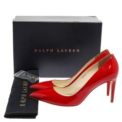 Pre Owned Ralph Lauren Collection Red Patent Leather Armissa Pointed Toe Pumps Size 40