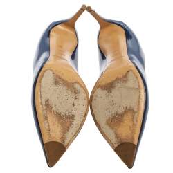 Pre Owned Ralph Lauren Collection Blue Patent Leather Armissa Pointed Toe Pumps Size 40