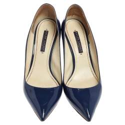 Pre Owned Ralph Lauren Collection Blue Patent Leather Armissa Pointed Toe Pumps Size 40