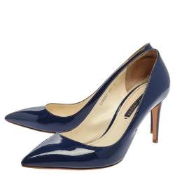 Pre Owned Ralph Lauren Collection Blue Patent Leather Armissa Pointed Toe Pumps Size 40