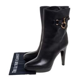 Pre Owned Ralph Lauren Collection Black Leather Ankle Boots Size 41