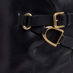 Pre Owned Ralph Lauren Collection Black Leather Ankle Boots Size 41