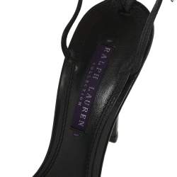 Pre Owned Ralph Lauren Collection Black Leather Peep Toe Ankle Wrap Sandals Size 38