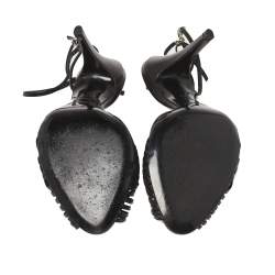 Pre Owned Ralph Lauren Collection Black Leather Peep Toe Ankle Wrap Sandals Size 38