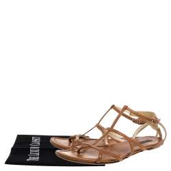 Pre Owned Ralph Lauren Brown Leather Caged Flat Sandals Size 40
