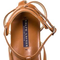 Pre Owned Ralph Lauren Brown Leather Caged Flat Sandals Size 40