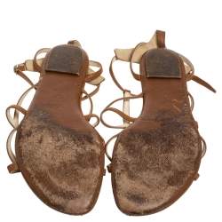 Pre Owned Ralph Lauren Brown Leather Caged Flat Sandals Size 40