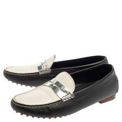 Pre Owned Ralph Lauren Tricolor Leather Penny Slip On Loafers Size 39