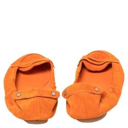 Ralph Lauren Collection Orange Suede Penny Scrunch Ballet Flats Size 39.5