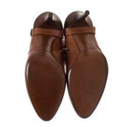 Pre Owned Ralph Lauren  Brown Leather Vivera Buckle Detail Knee Length Boots Size 36.5