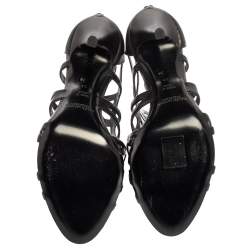 Pre Owned Ralph Lauren Collection Black Leather Cut Out Sandals Size 38