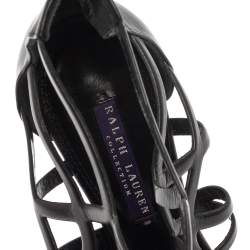 Pre Owned Ralph Lauren Collection Black Leather Cut Out Sandals Size 38