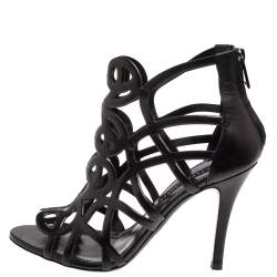 Pre Owned Ralph Lauren Collection Black Leather Cut Out Sandals Size 38