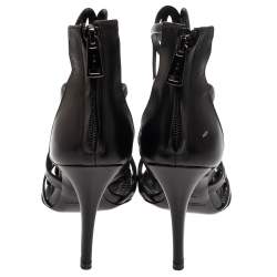 Pre Owned Ralph Lauren Collection Black Leather Cut Out Sandals Size 38