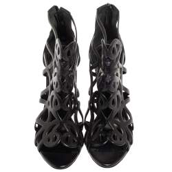 Pre Owned Ralph Lauren Collection Black Leather Cut Out Sandals Size 38