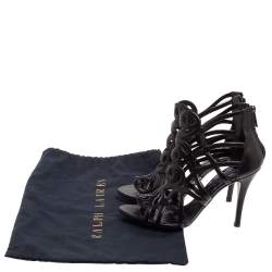 Pre Owned Ralph Lauren Collection Black Leather Cut Out Sandals Size 38