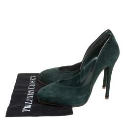 Ralph Lauren Dark Green Suede Platform Pumps Size 38