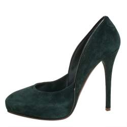 Ralph Lauren Dark Green Suede Platform Pumps Size 38