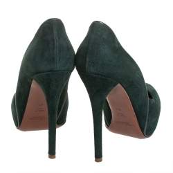 Ralph Lauren Dark Green Suede Platform Pumps Size 38