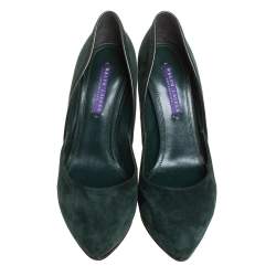 Ralph Lauren Dark Green Suede Platform Pumps Size 38