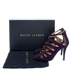 Pre Owned Ralph Lauren Collection Purple Suede Caged Ankle Strap Sandals Size 37