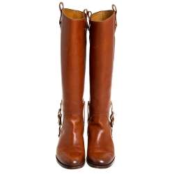 Pre Owned Ralph Lauren Tan Leather Knee Length Boots Size 39
