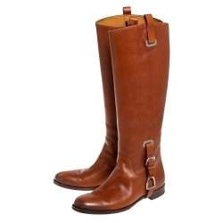 Pre Owned Ralph Lauren Tan Leather Knee Length Boots Size 39